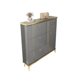 Modern Tall Gray Metal Hallway Shoe Storage Cabinet Image - 11