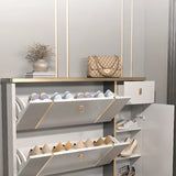 Modern Tall Gray Metal Hallway Shoe Storage Cabinet Image - 12