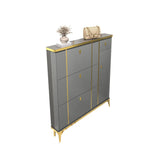 Modern Tall Gray Metal Hallway Shoe Storage Cabinet Image - 2