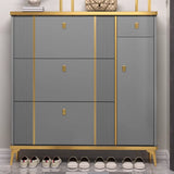 Modern Tall Gray Metal Hallway Shoe Storage Cabinet Image - 5