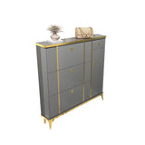 Modern Tall Gray Metal Hallway Shoe Storage Cabinet Image - 6