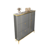 Modern Tall Gray Metal Hallway Shoe Storage Cabinet Image - 9