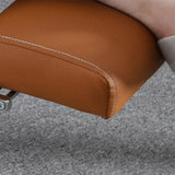 Modern Tan Reclining Leather Office Chair with Footrest Image - 8