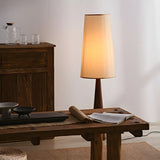 Modern Tapered Wooden Base Floor Lamp with Fabric Shade Image - 10