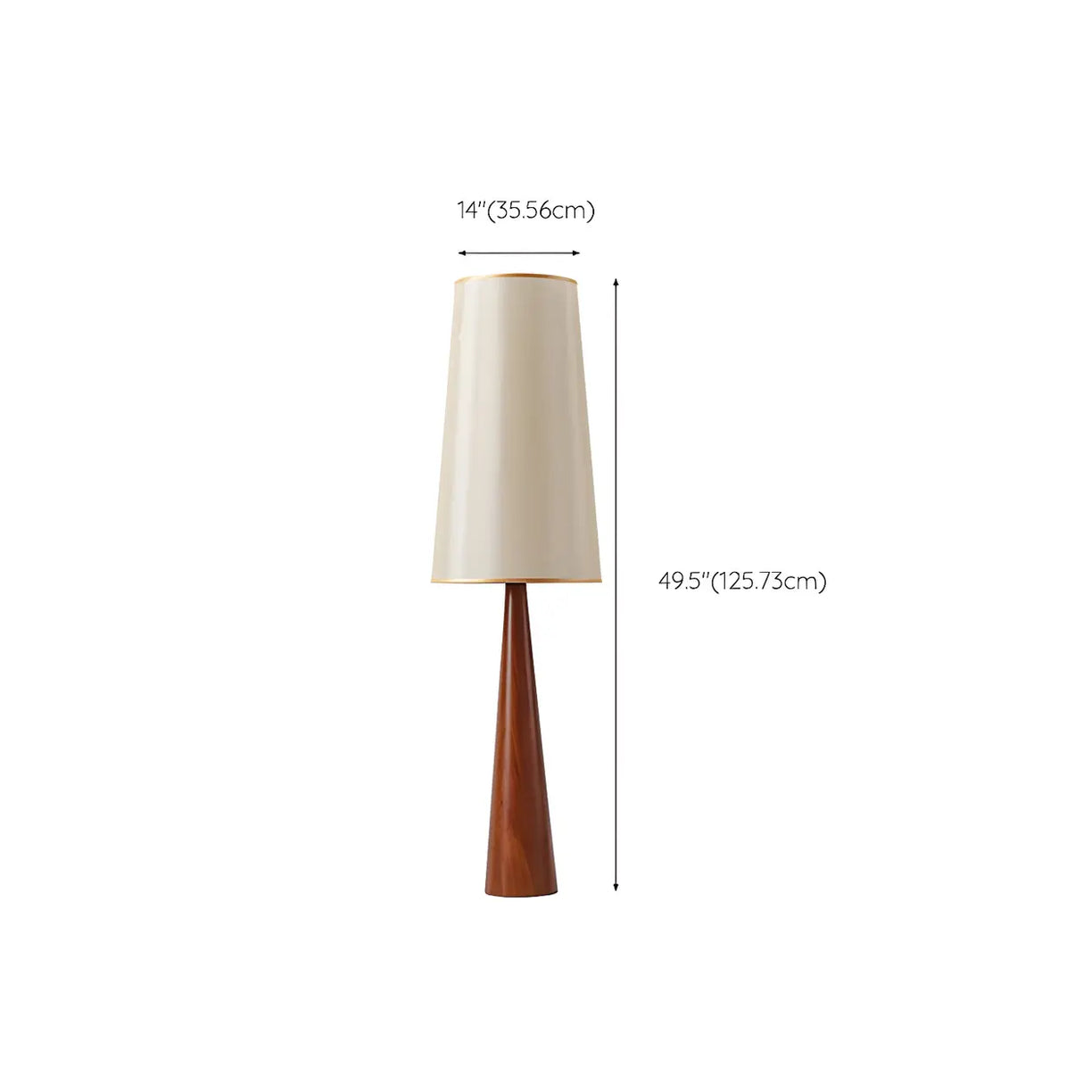 Modern Tapered Wooden Base Floor Lamp with Fabric Shade 