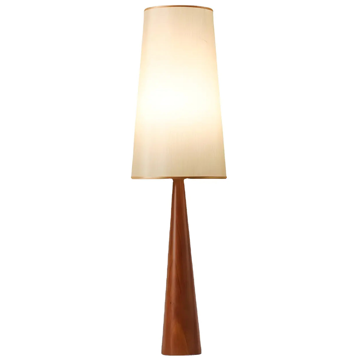 Modern Tapered Wooden Base Floor Lamp with Fabric Shade Image - 5