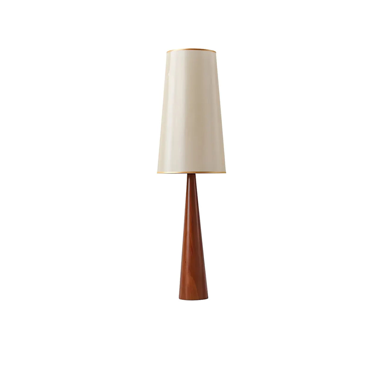 Modern Tapered Wooden Base Floor Lamp with Fabric Shade Image - 6