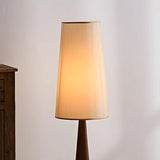 Modern Tapered Wooden Base Floor Lamp with Fabric Shade Image - 9