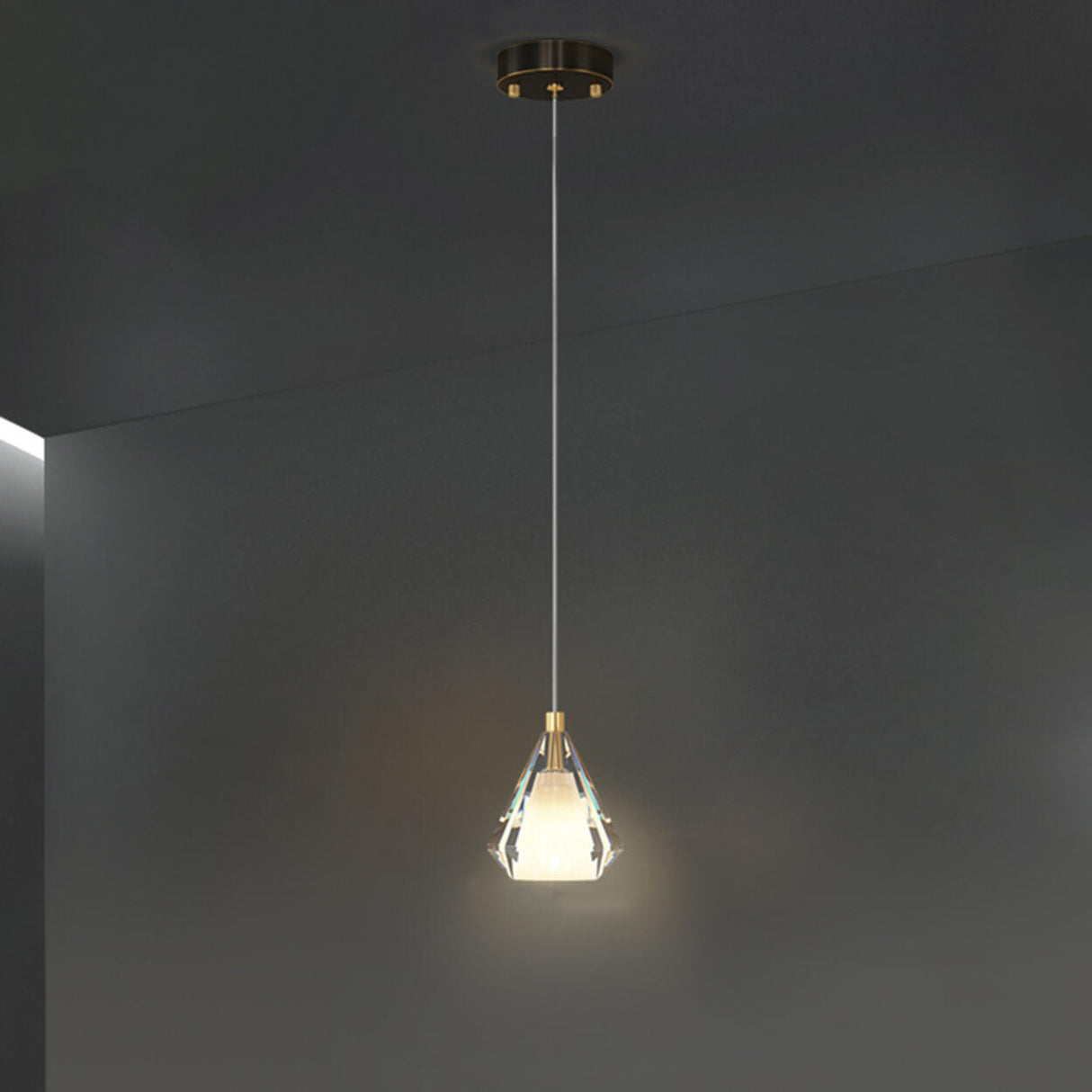 Modern Teardrop Clear Crystal Bedroom Pendant Light Image - 3