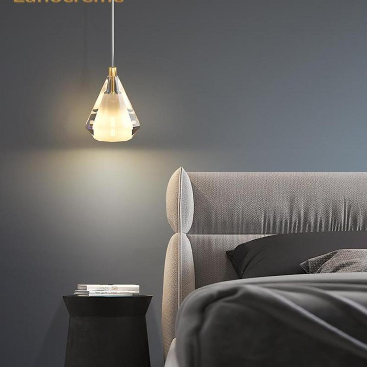 Modern Teardrop Clear Crystal Bedroom Pendant Light Image - 4