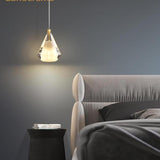 Modern Teardrop Clear Crystal Bedroom Pendant Light Image - 4