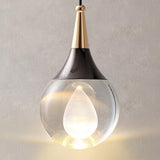 Modern Teardrop Rock Crystal Clear Glass Pendant Light Image - 11