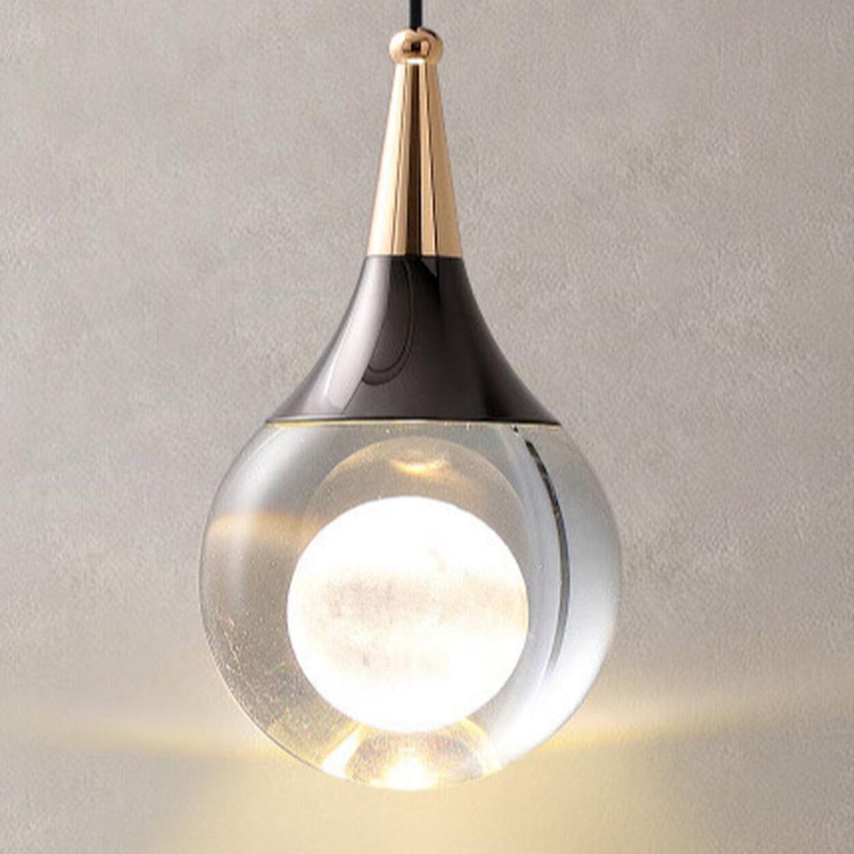 Modern Teardrop Rock Crystal Clear Glass Pendant Light Image - 12