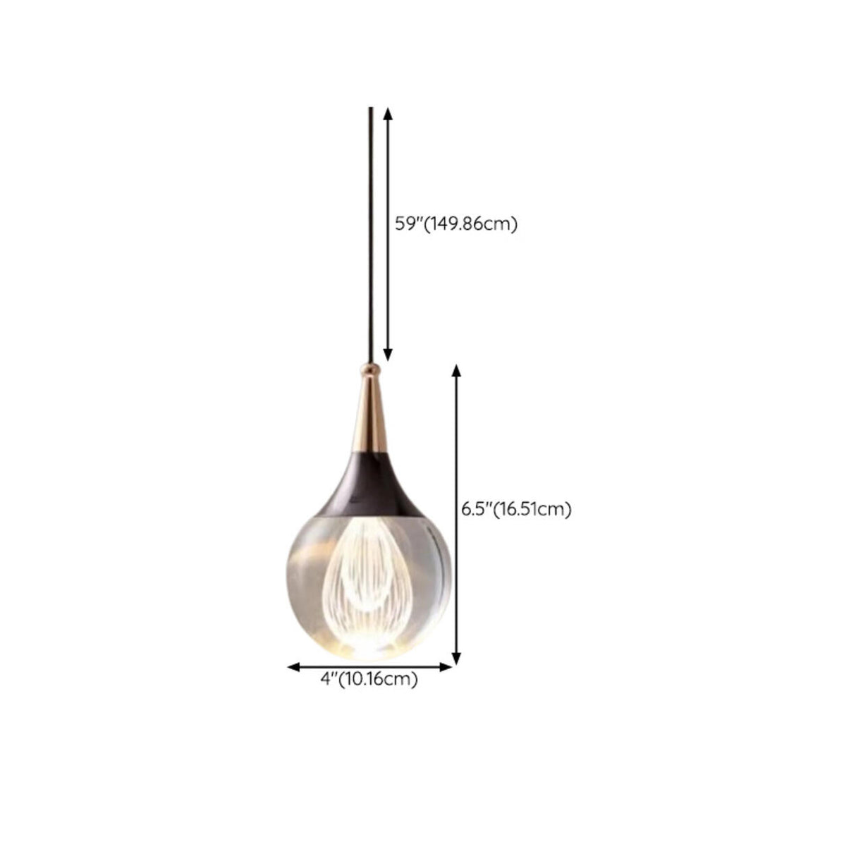 Modern Teardrop Rock Crystal Clear Glass Pendant Light 