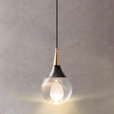 Modern Teardrop Rock Crystal Clear Glass Pendant Light Image - 5