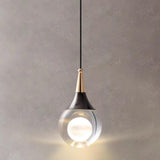 Modern Teardrop Rock Crystal Clear Glass Pendant Light Image - 6