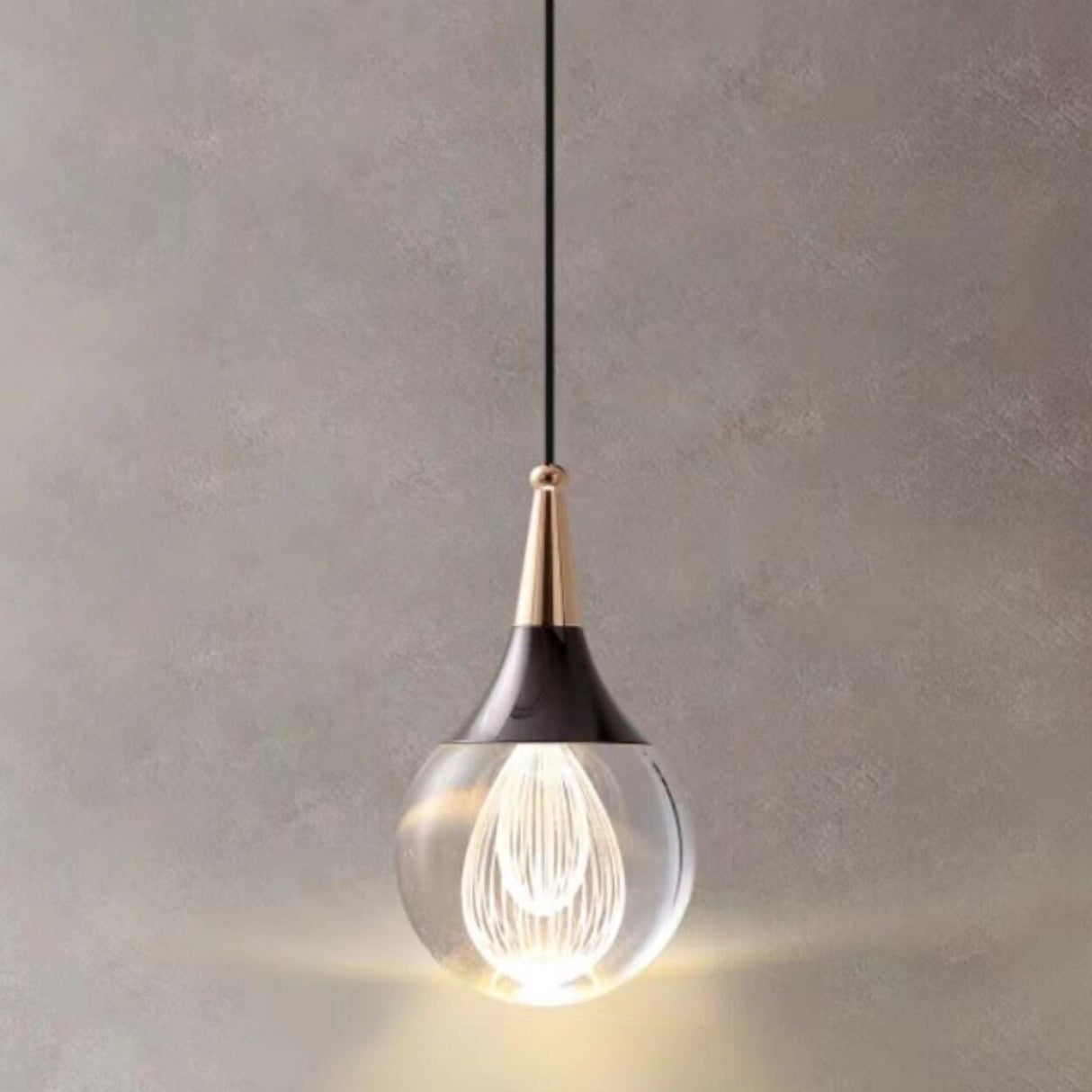 Modern Teardrop Rock Crystal Clear Glass Pendant Light Image - 7