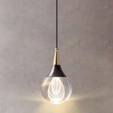 Modern Teardrop Rock Crystal Clear Glass Pendant Light Image - 7