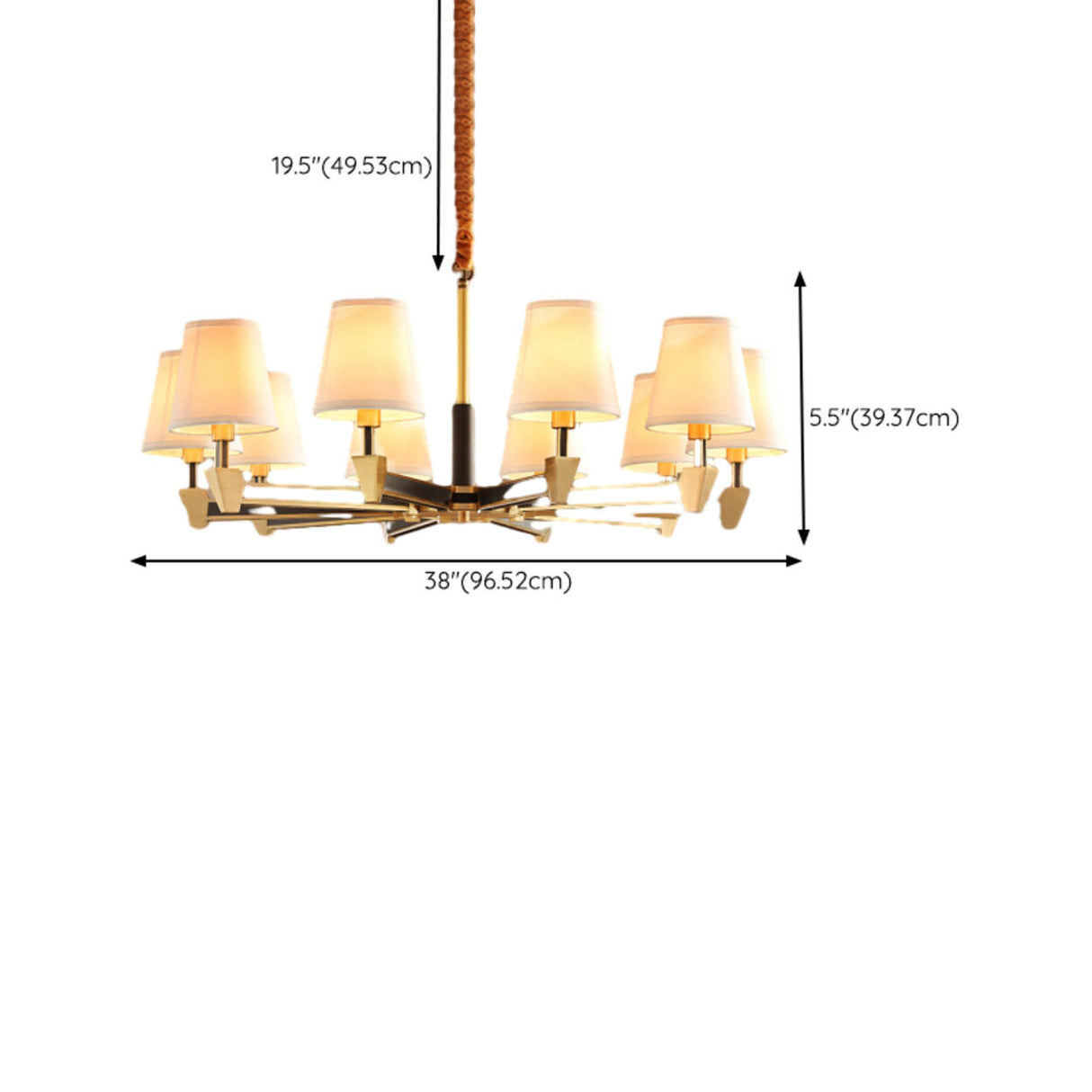 Modern Textile Drum Branching Chandelier Adjustable Height 