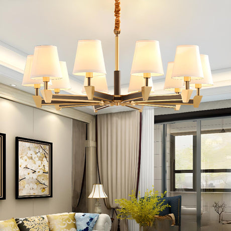 Modern Textile Drum Branching Chandelier Adjustable Height Image - 2