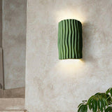 Modern Textured Cylindrical Ceramic Wall Sconce Image - 1