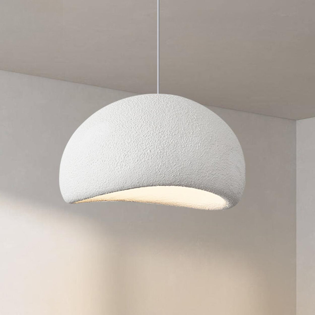 Modern Textured Dome Pendant Light Adjustable Height Image - 7