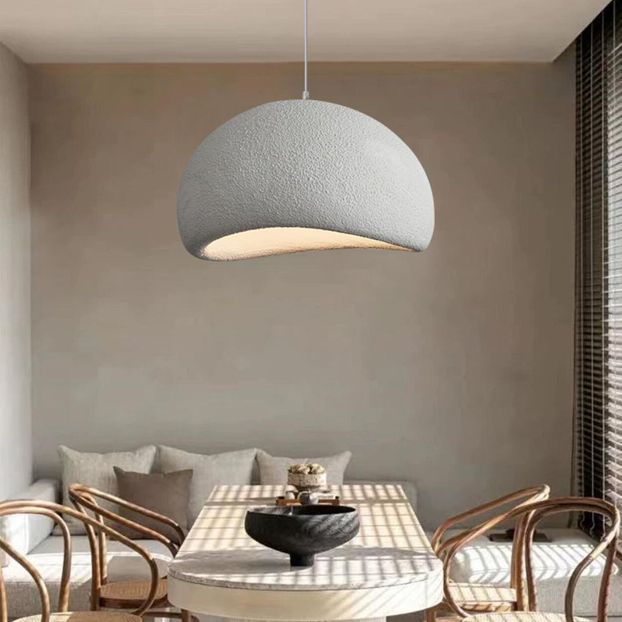 Modern Textured Dome Pendant Light Adjustable Height Image - 8