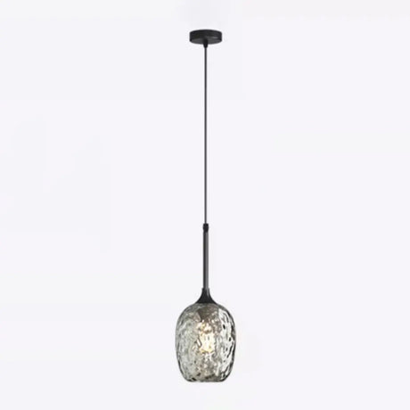 Modern Textured Glass Vase Pendant Ligh Adjustable Cord Image - 2