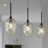 Modern Textured Glass Vase Pendant Ligh Adjustable Cord Image - 8