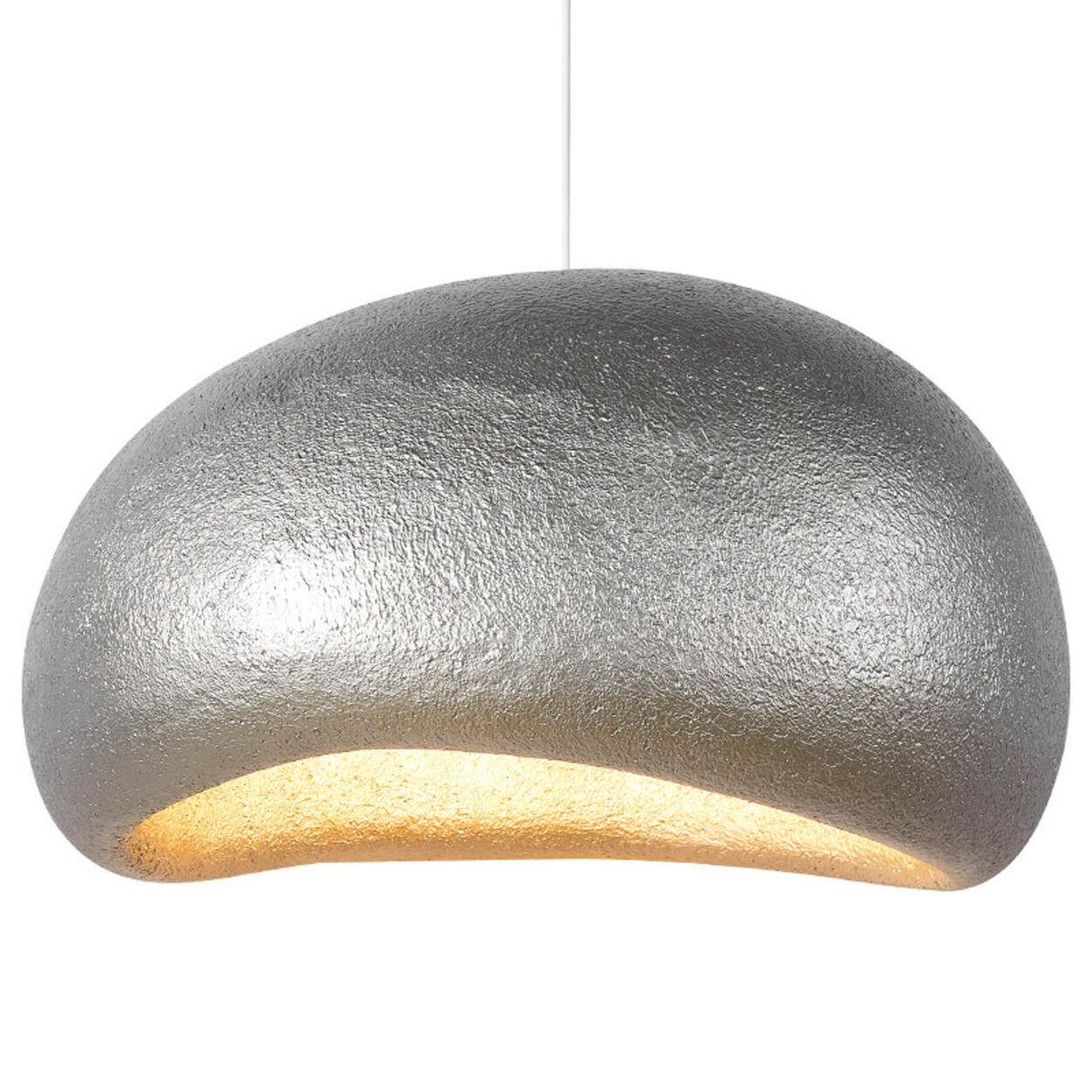 Modern Textured Silver Vaulted Dome Pendant Light Image - 5