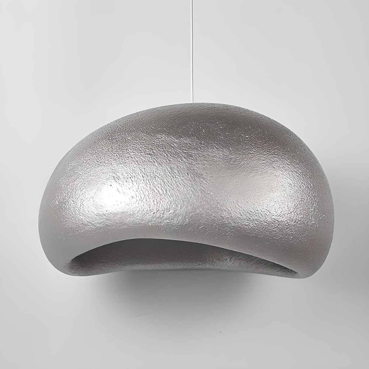 Modern Textured Silver Vaulted Dome Pendant Light Image - 8