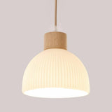 Modern Textured White Glass Dome Pendant Light Image - 12