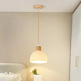 Modern Textured White Glass Dome Pendant Light Image - 2