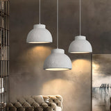 Modern Textured White Resin Dome Pendant Light Image - 1