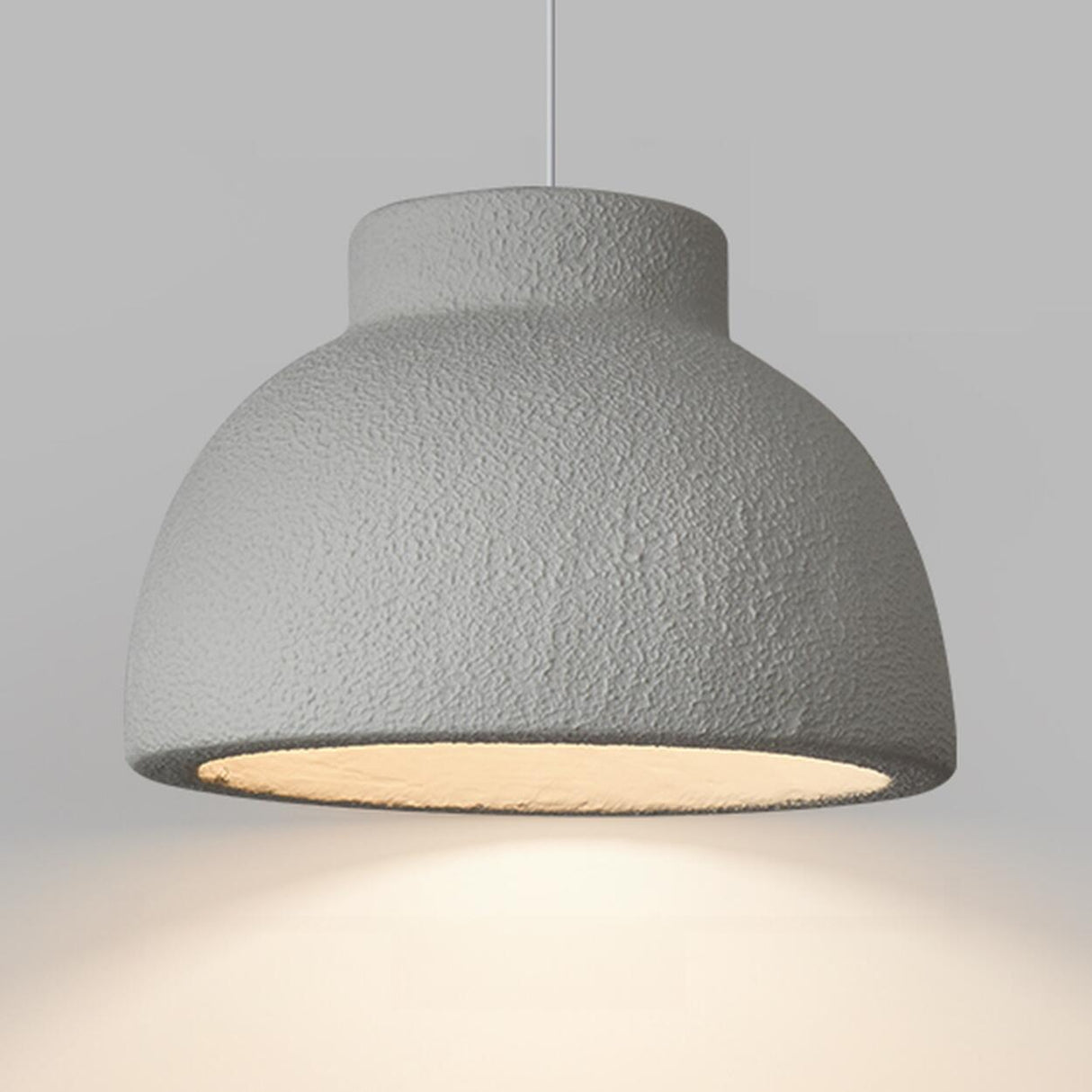 Modern Textured White Resin Dome Pendant Light Image - 11