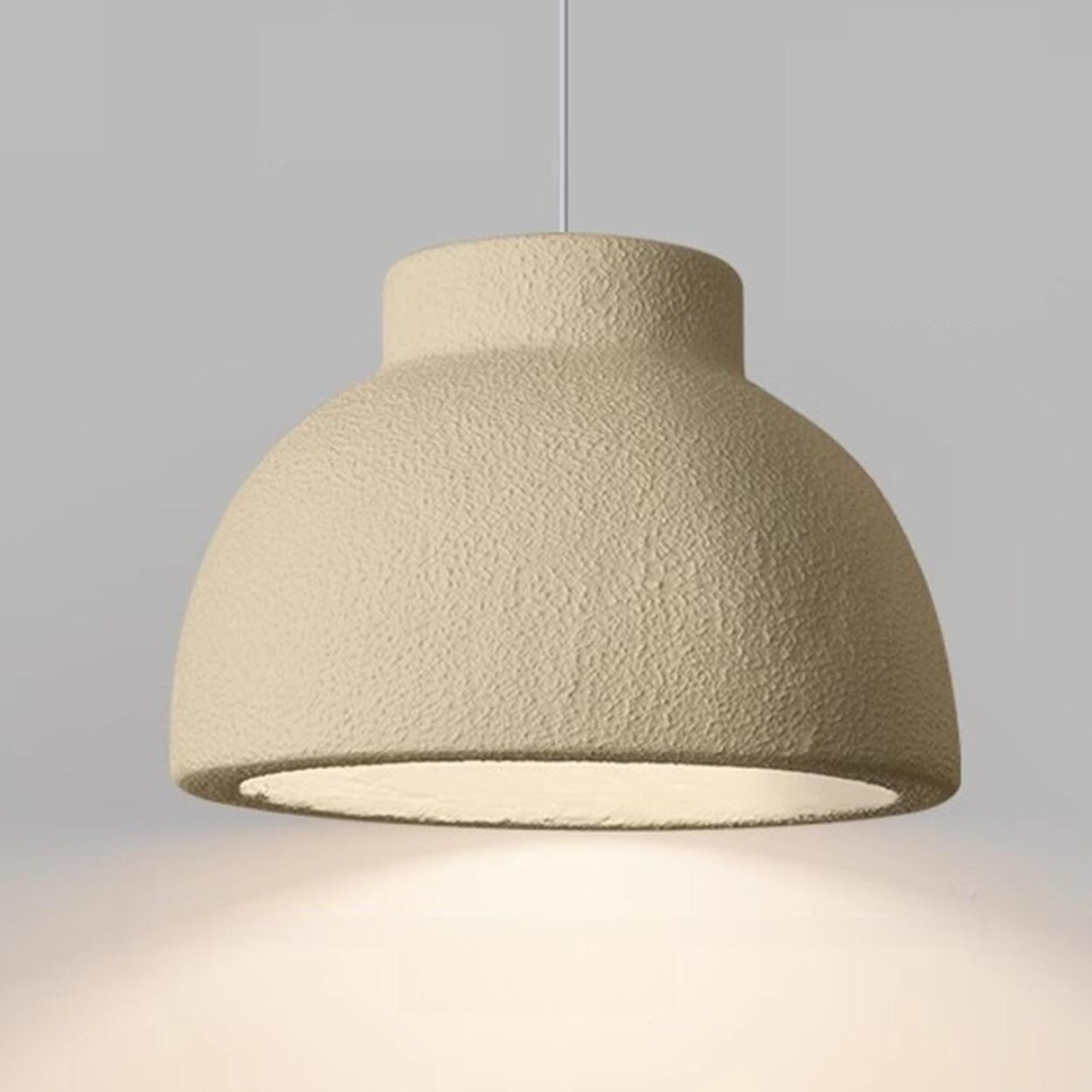 Modern Textured White Resin Dome Pendant Light Image - 13