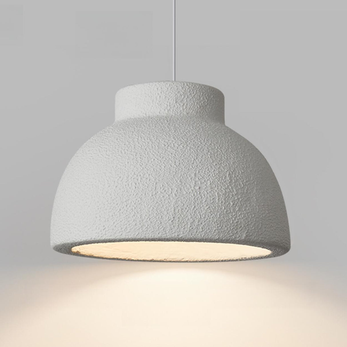 Modern Textured White Resin Dome Pendant Light Image - 2