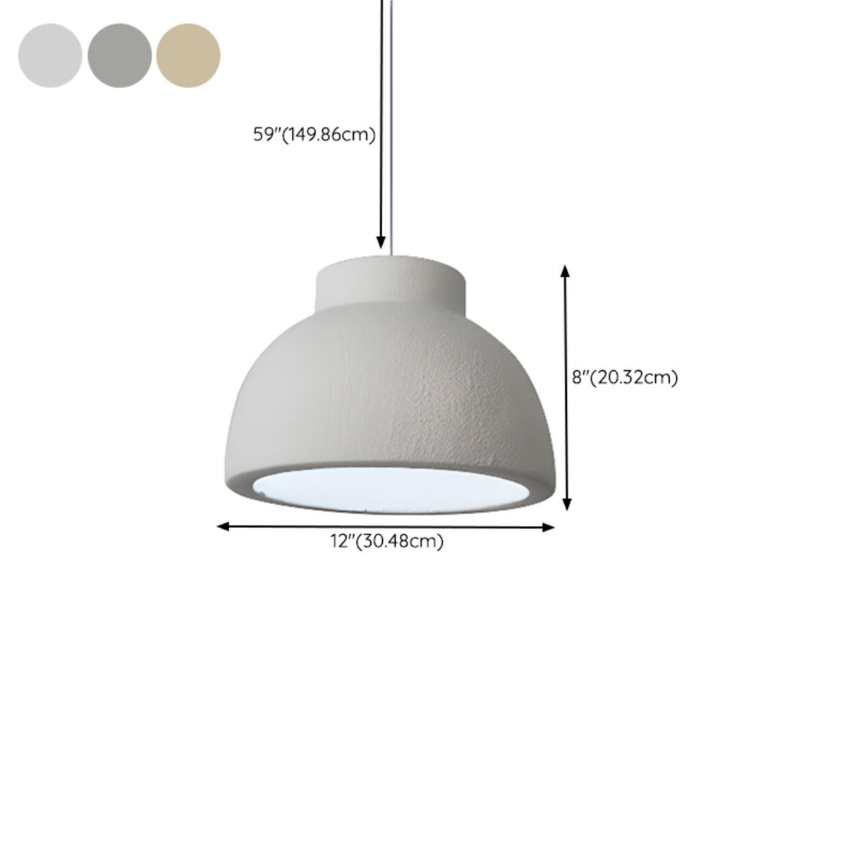 Modern Textured White Resin Dome Pendant Light 