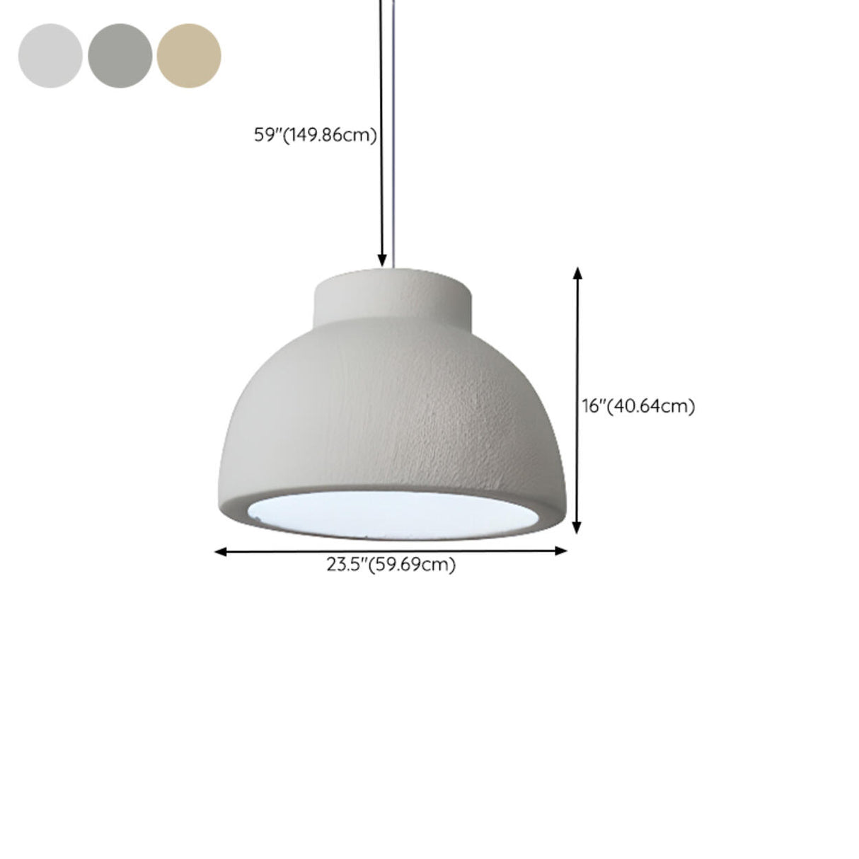 Modern Textured White Resin Dome Pendant Light Image - 22