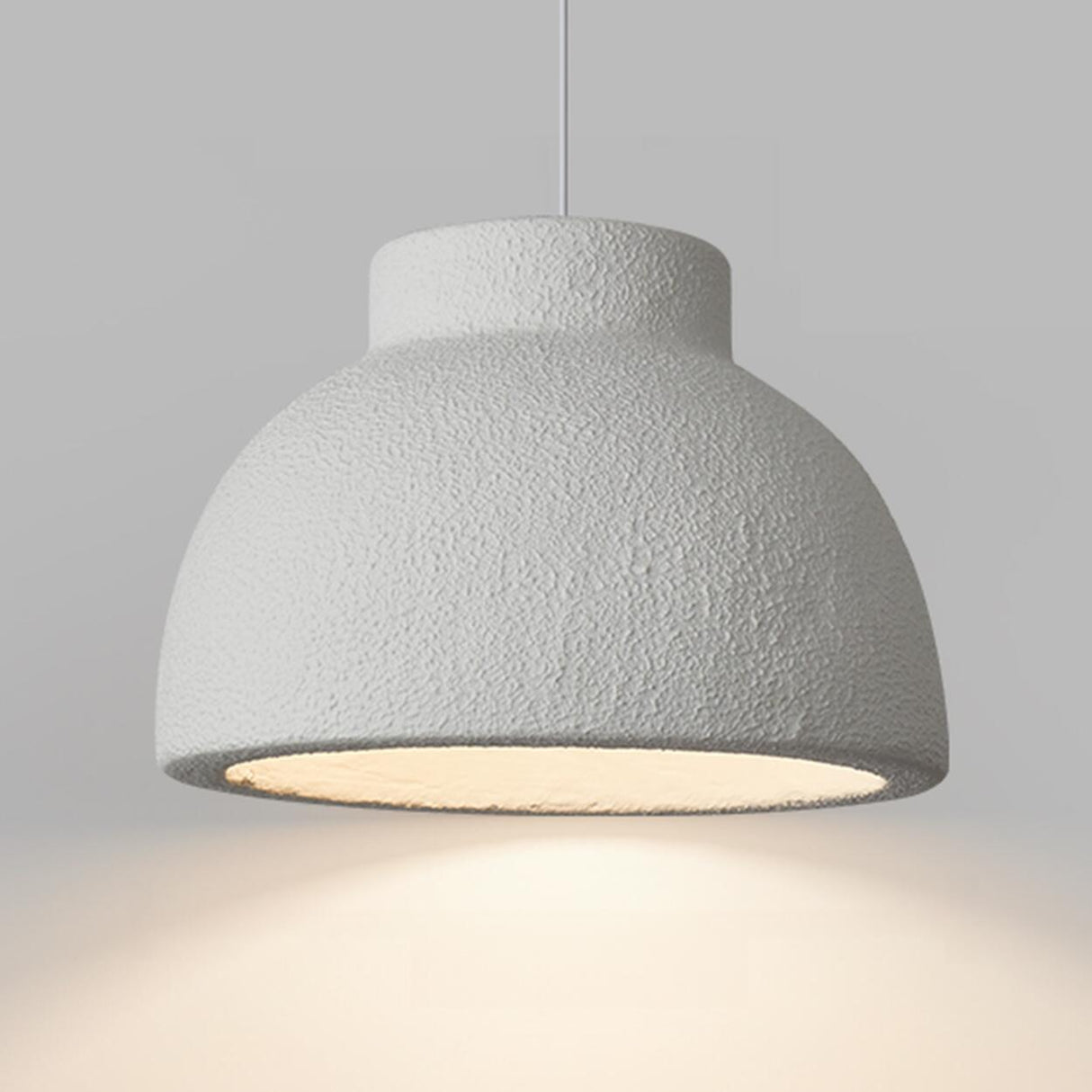 Modern Textured White Resin Dome Pendant Light Image - 3