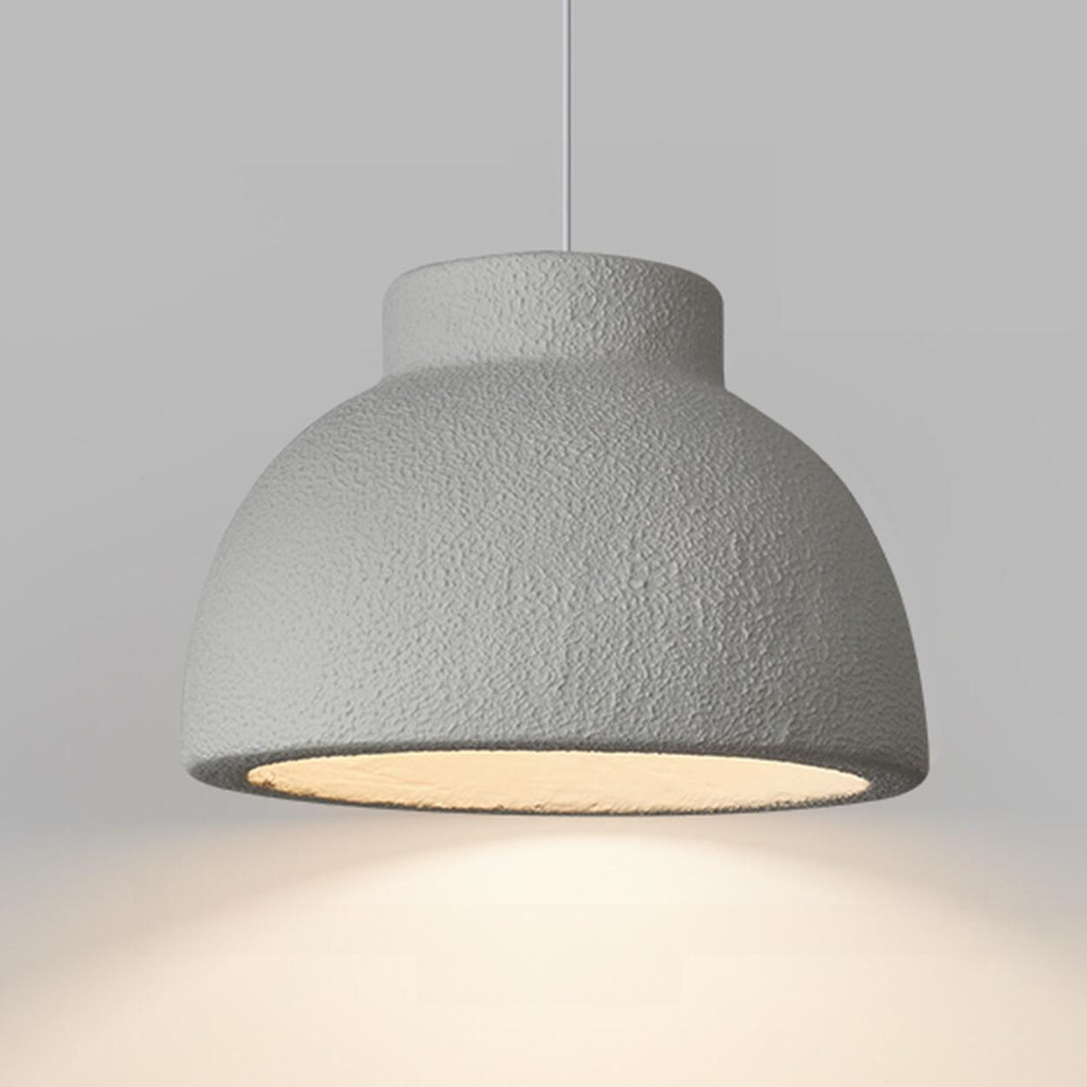 Modern Textured White Resin Dome Pendant Light Image - 7