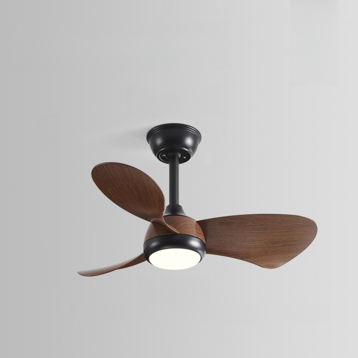 Modern Three-Blade Wooden Ceiling Fan with LED Light Image - 2