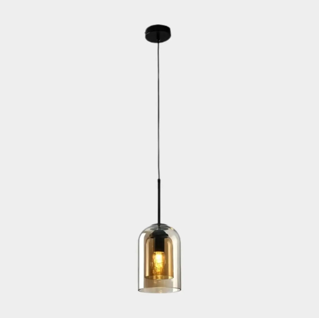 Modern Tiered Bell Smoky Clear Glass Pendant Light Image - 2