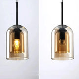 Modern Tiered Bell Smoky Clear Glass Pendant Light Image - 5