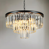 Modern Tiered Black Crystal Prisms Round Chandelier Image - 1