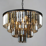 Modern Tiered Black Crystal Prisms Round Chandelier Image - 6