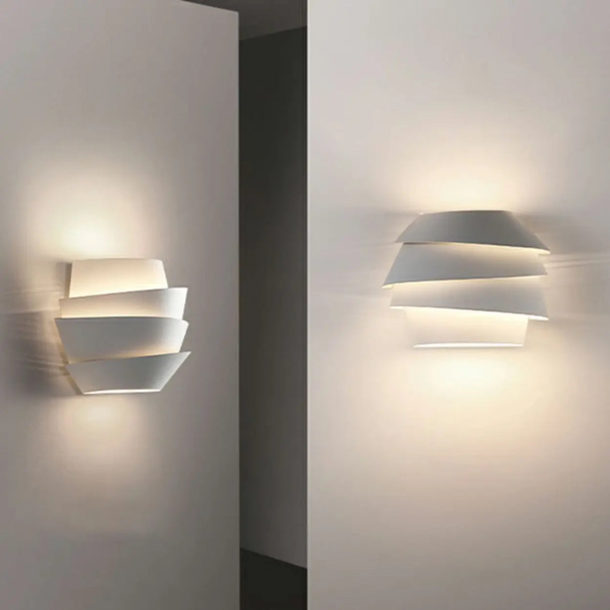 Modern Tiered Ceramic Wall Sconce for Bedroom Image - 11