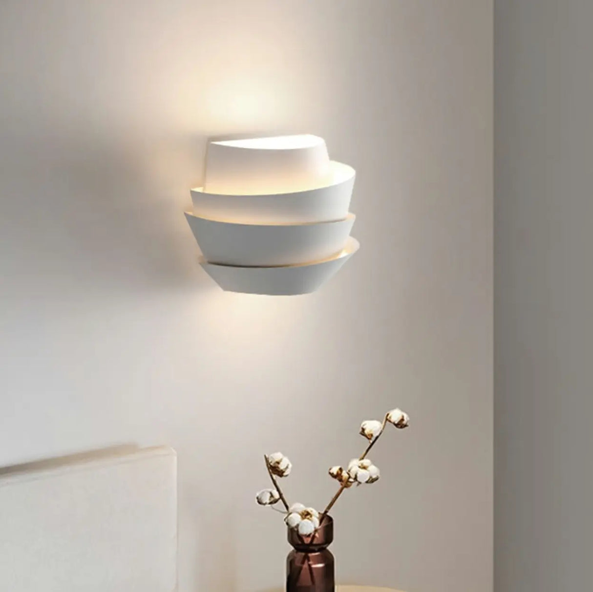 Modern Tiered Ceramic Wall Sconce for Bedroom Image - 9