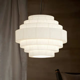 Modern Tiered Fabric White Dining Room Chandelier Image - 1