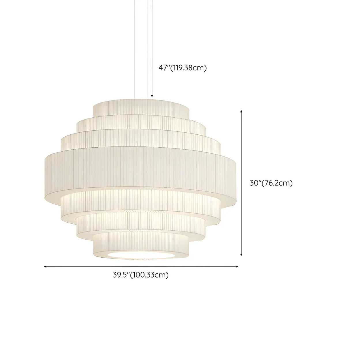 Modern Tiered Fabric White Dining Room Chandelier Image - 10